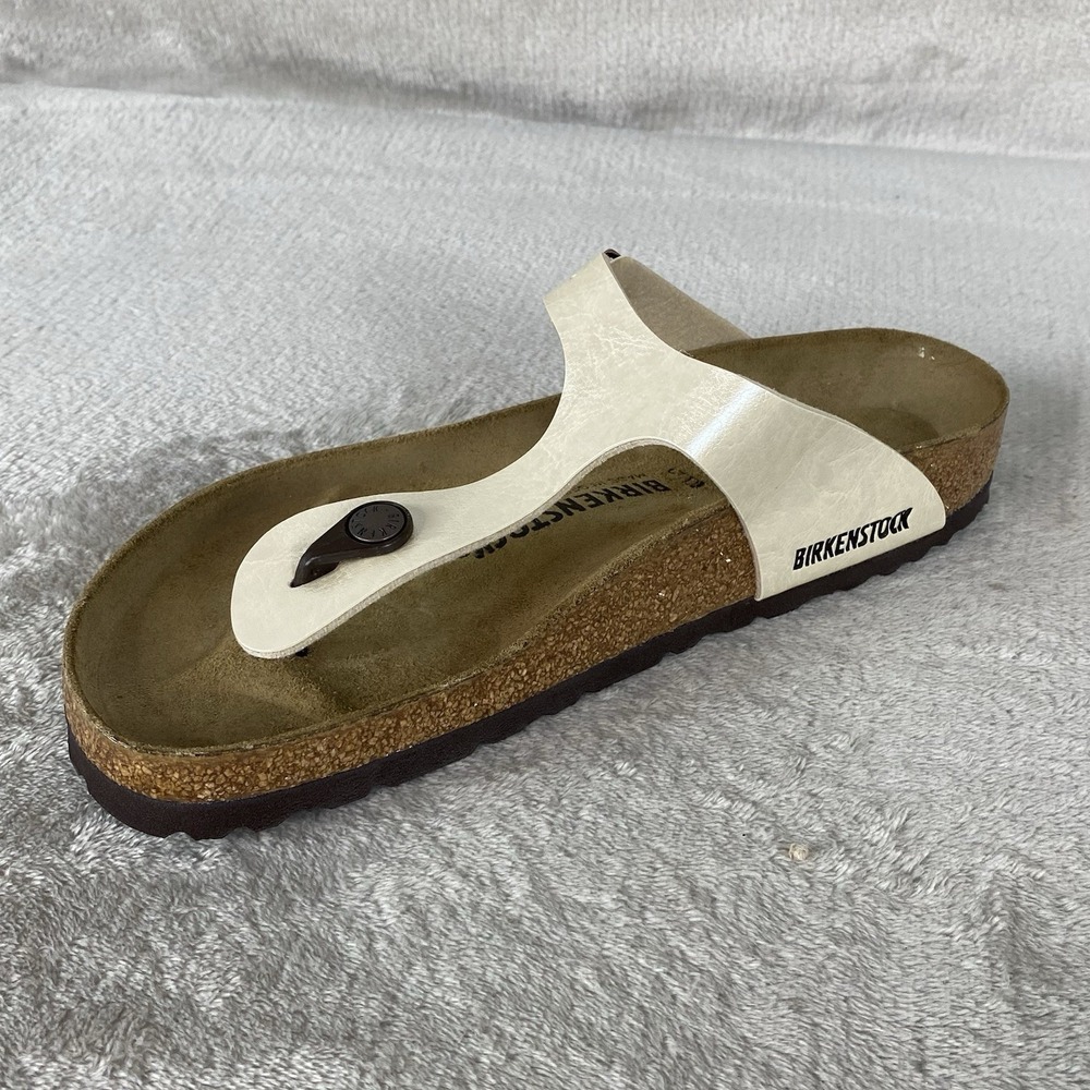 Birkenstock Gizeh Sandals Womens US 6 EU 37 Pearl White Birko Regular Fit NEW - Picture 4 of 10